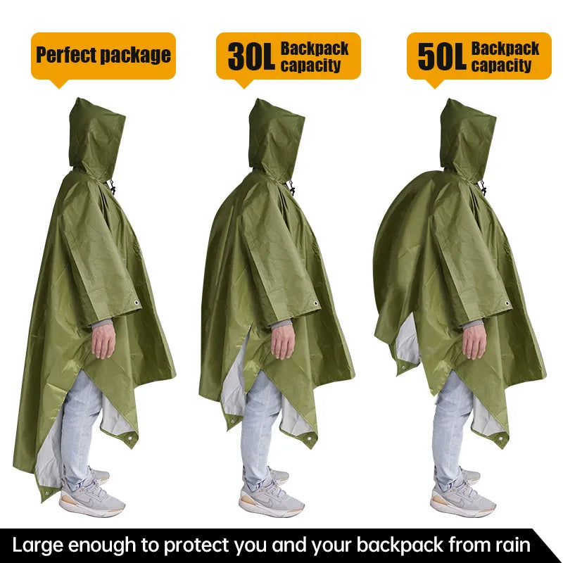 3-in-1 Multifunctional Raincoat – Poncho, Tent & Tarp