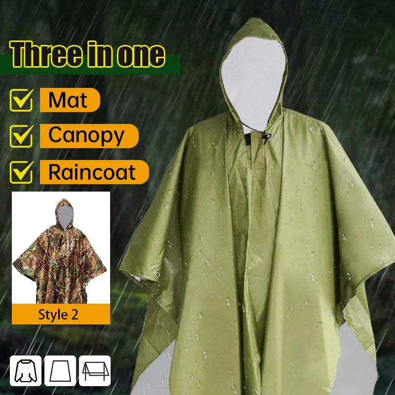 3-in-1 Multifunctional Raincoat – Poncho, Tent & Tarp