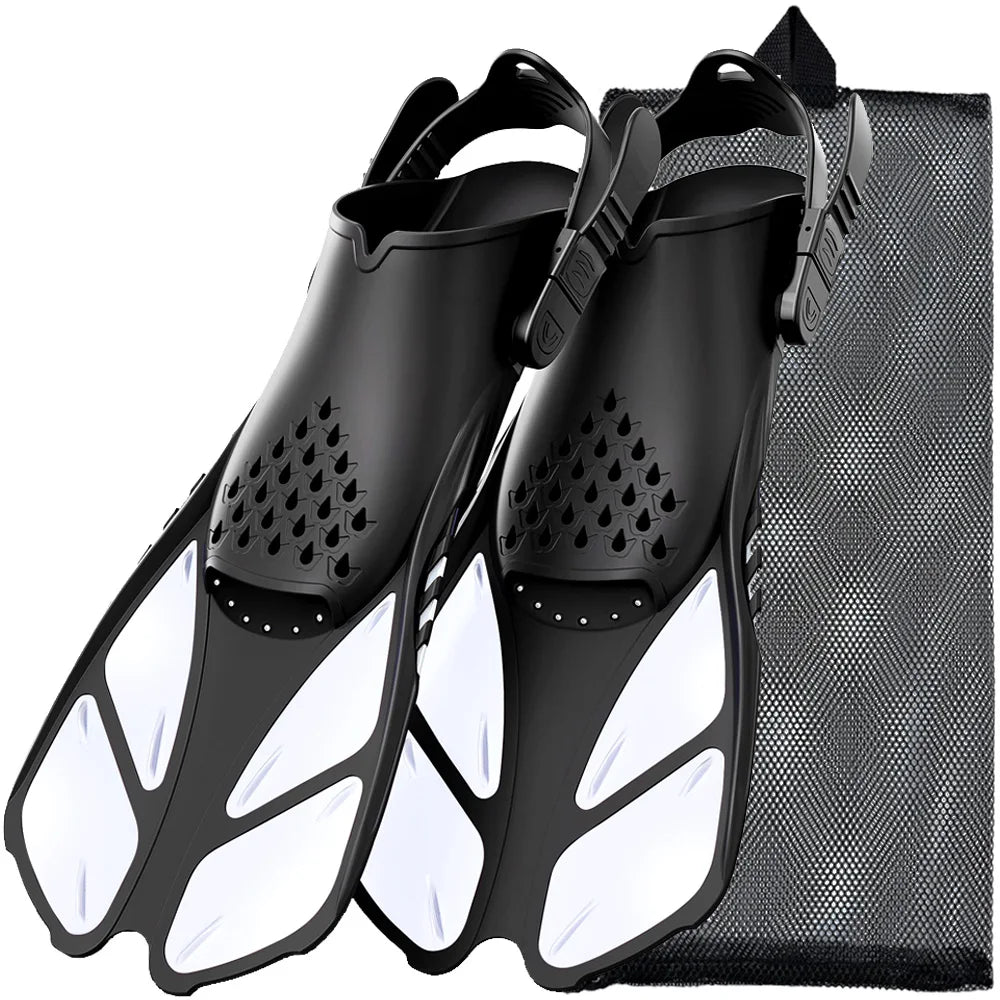 Adjustable Snorkel Fins – Short Silicone Swimming Flippers