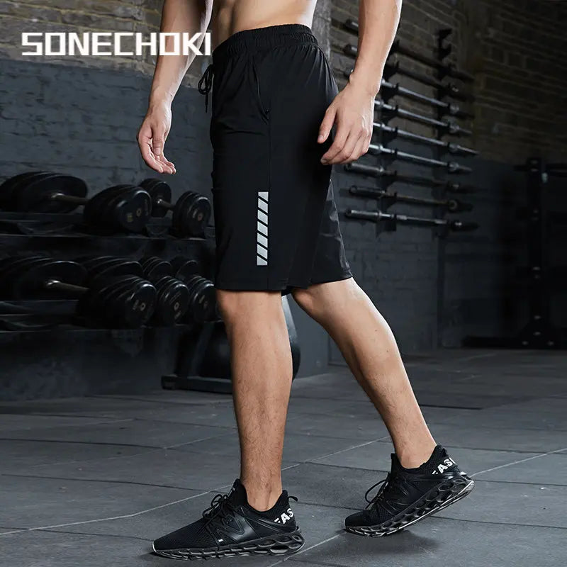 Men’s Black Running Shorts with Striped Design