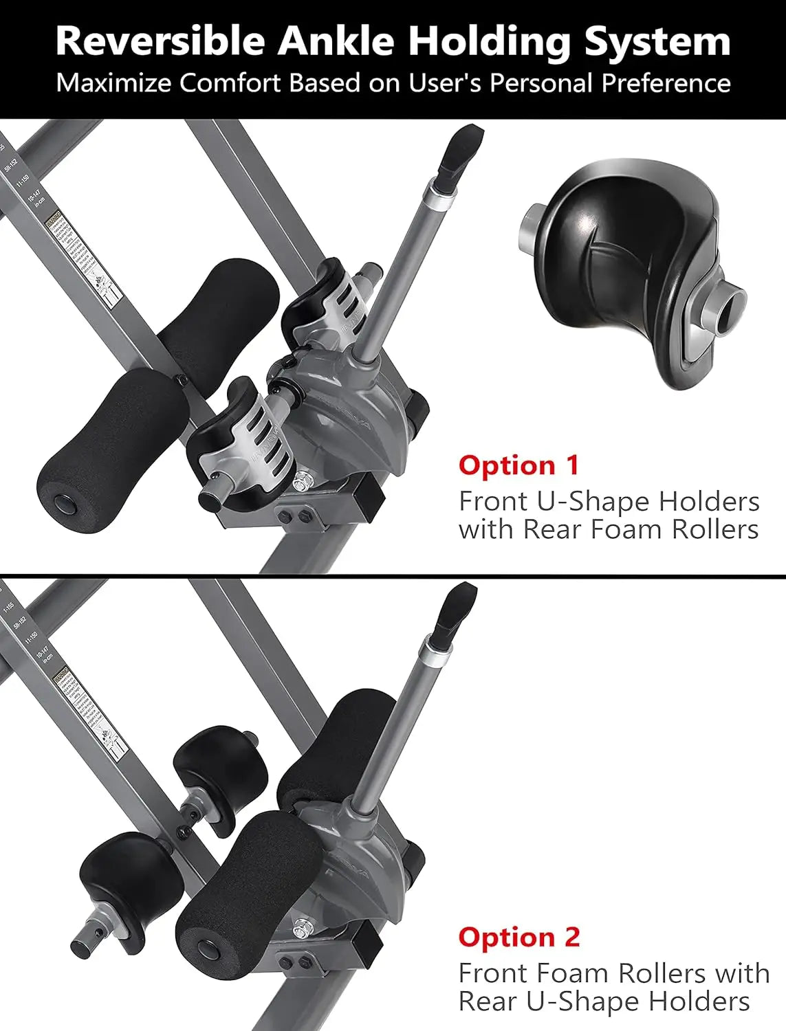 Inversion Table with Adjustable Headrest & Reversible Ankle Holders