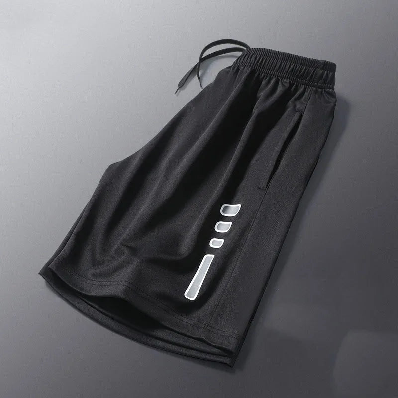 Men’s Black Running Shorts with Striped Design