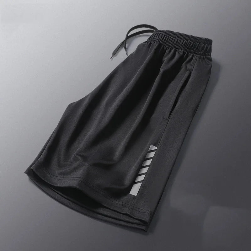 Men’s Black Running Shorts with Striped Design