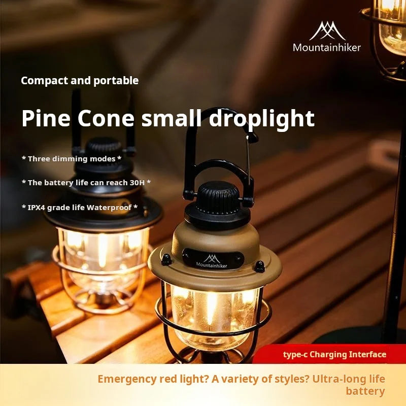 LED Camping Lamp – Retro Hanging Lantern with Stepless Dimming