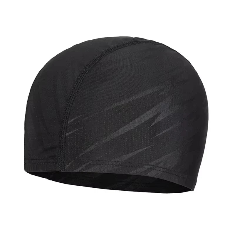 Spandex Swimming Cap – Black Lightning Shark Skin Design