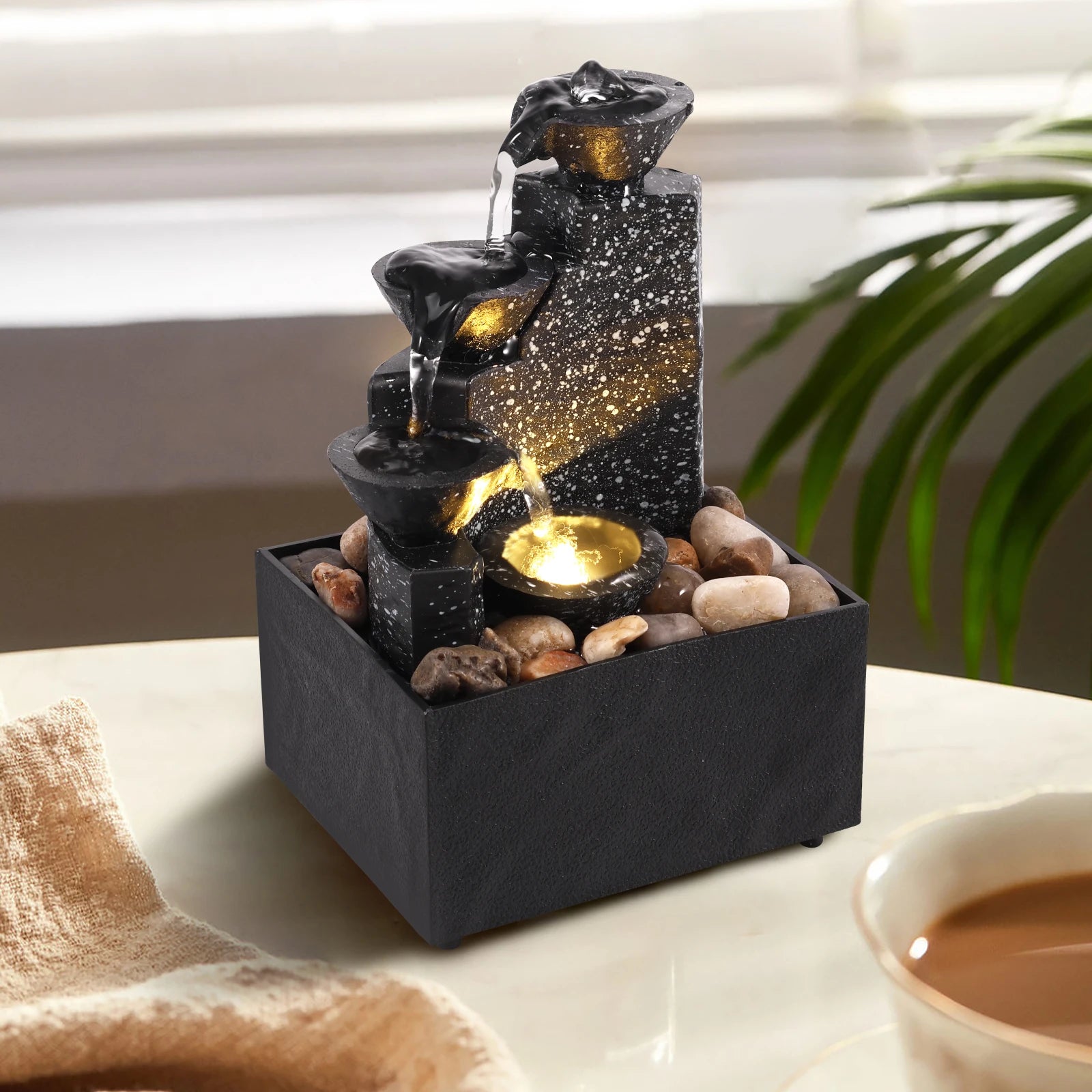 Desktop Waterfall Fountain – Flowing Water Decoration
