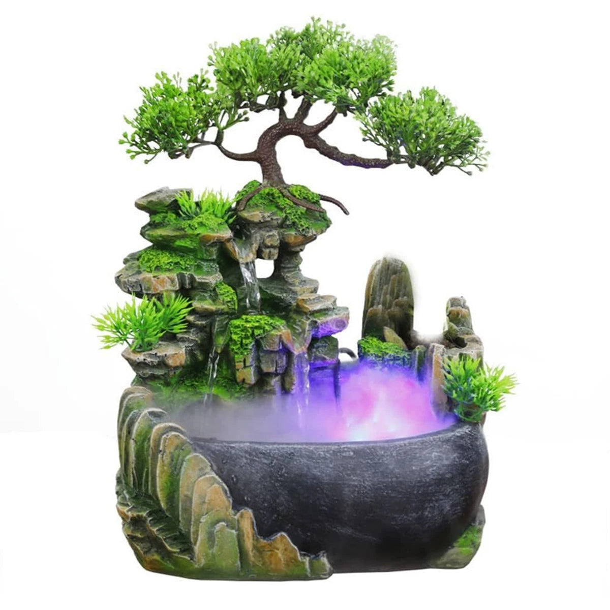 Zen Tabletop Fountain with RGB LED – Relaxing Water Feature