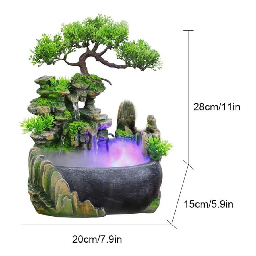 Zen Tabletop Fountain with RGB LED – Relaxing Water Feature