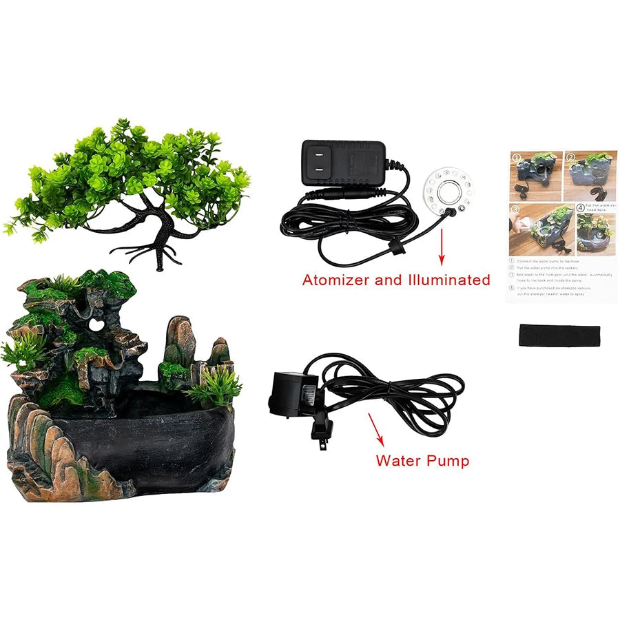 Zen Tabletop Fountain with RGB LED – Relaxing Water Feature