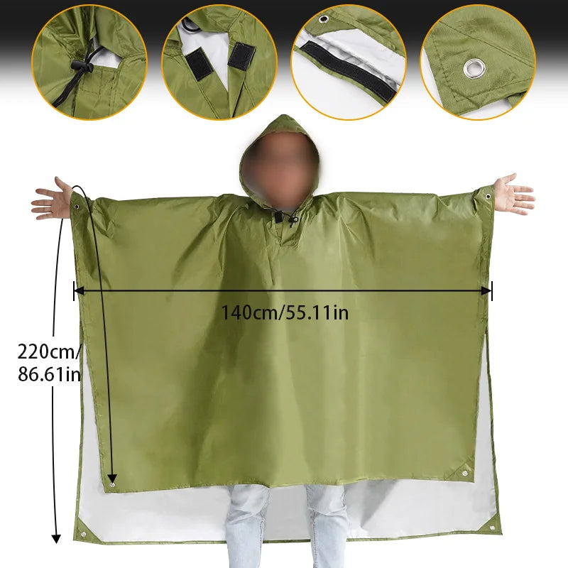 3-in-1 Multifunctional Raincoat – Poncho, Tent & Tarp