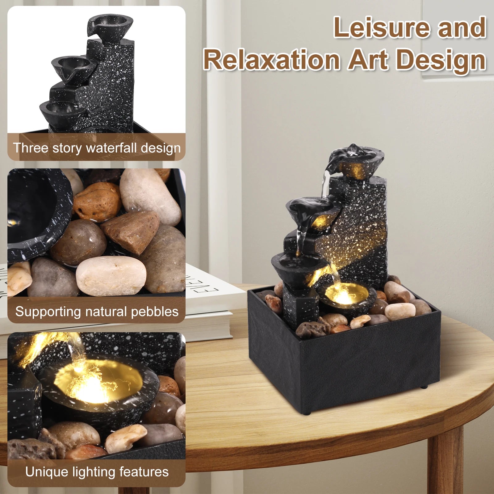 Desktop Waterfall Fountain – Flowing Water Decoration