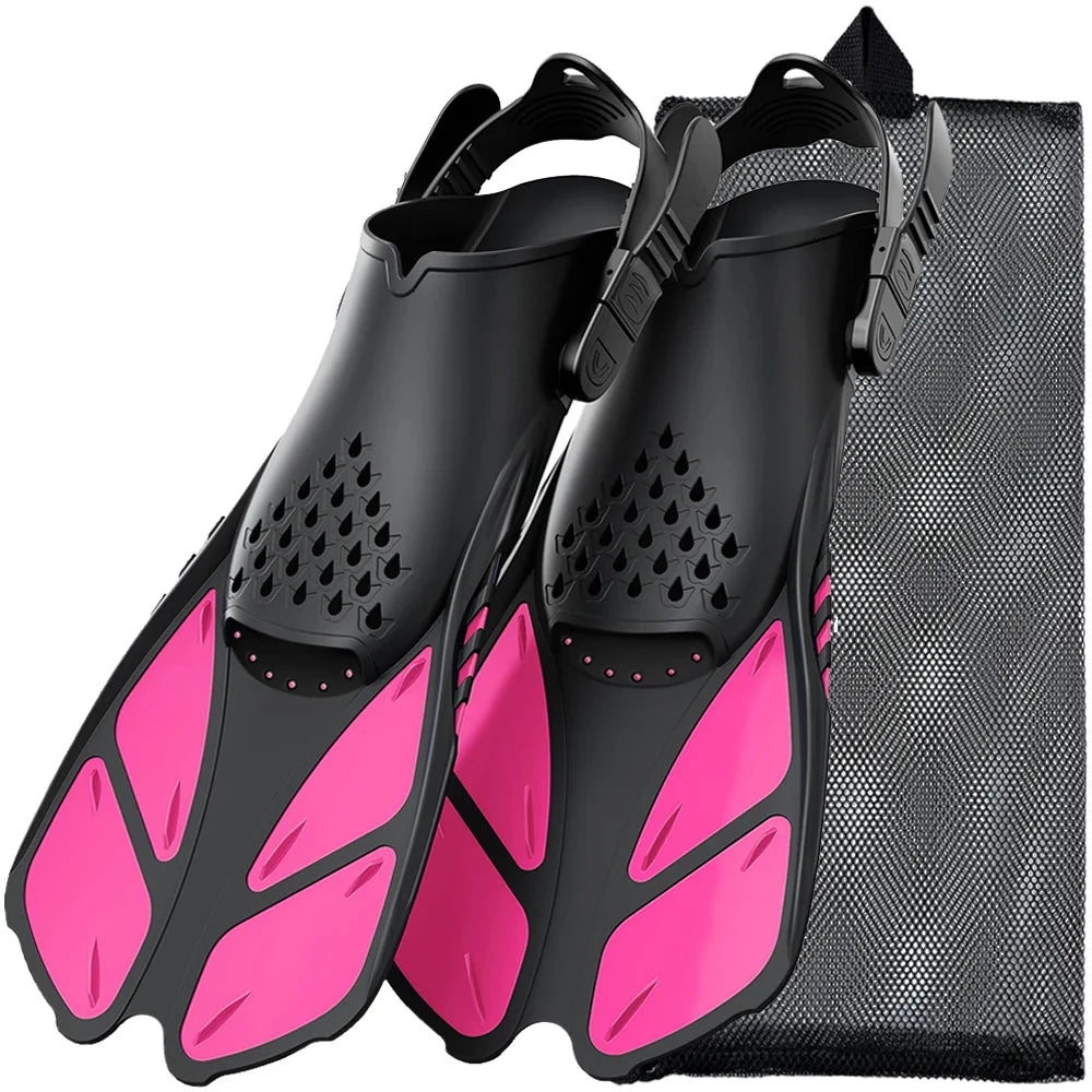 Adjustable Snorkel Fins – Short Silicone Swimming Flippers