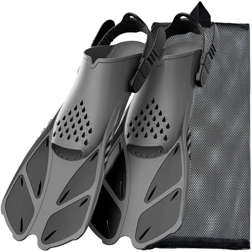 Adjustable Snorkel Fins – Short Silicone Swimming Flippers