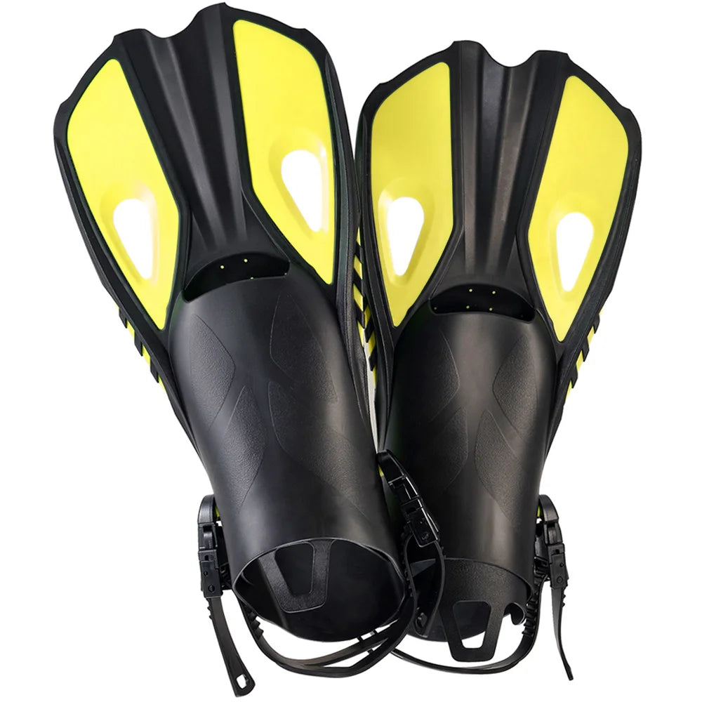 Adjustable Snorkel Fins – Short Diving Flippers with Open Heel