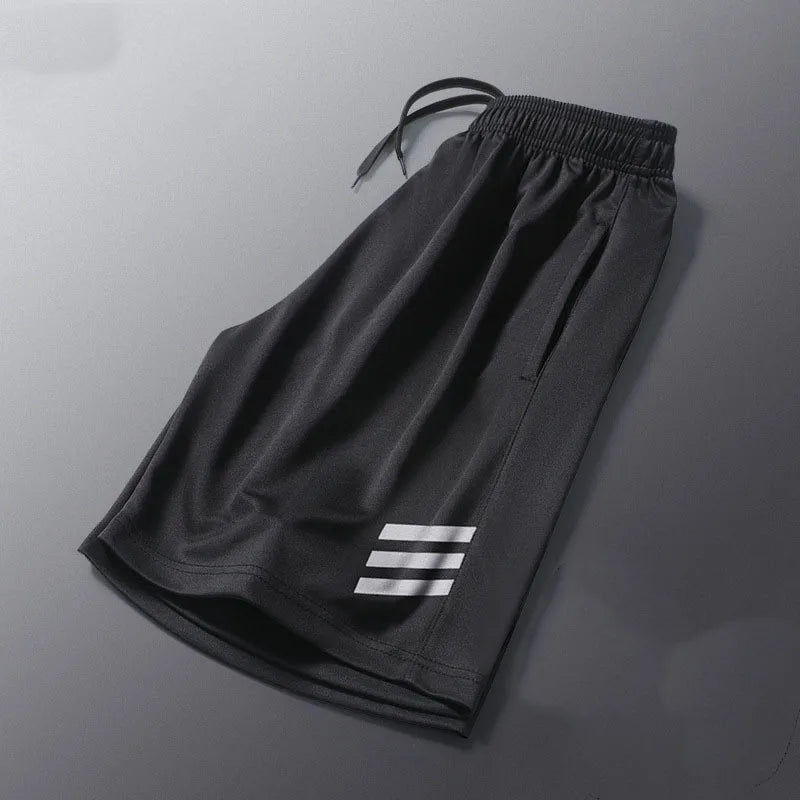 Men’s Black Running Shorts with Striped Design