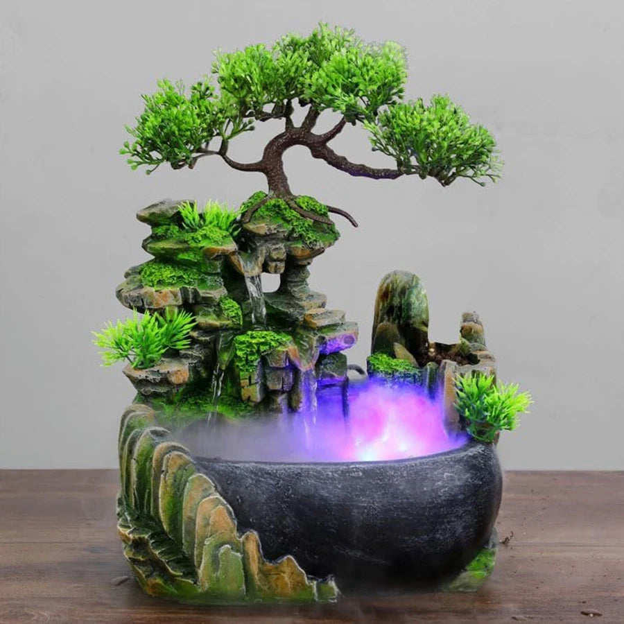 Zen Tabletop Fountain with RGB LED – Relaxing Water Feature
