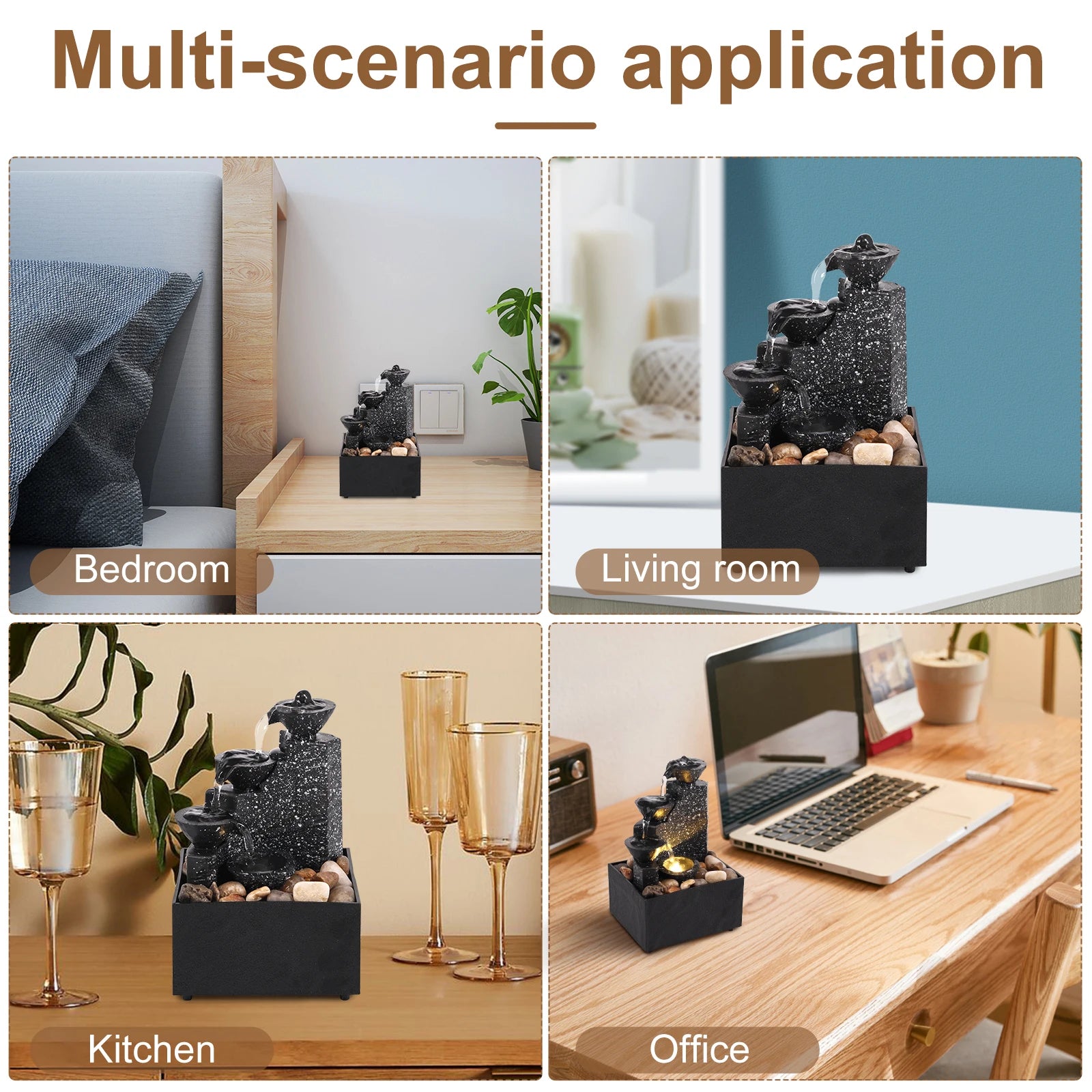 Desktop Waterfall Fountain – Flowing Water Decoration