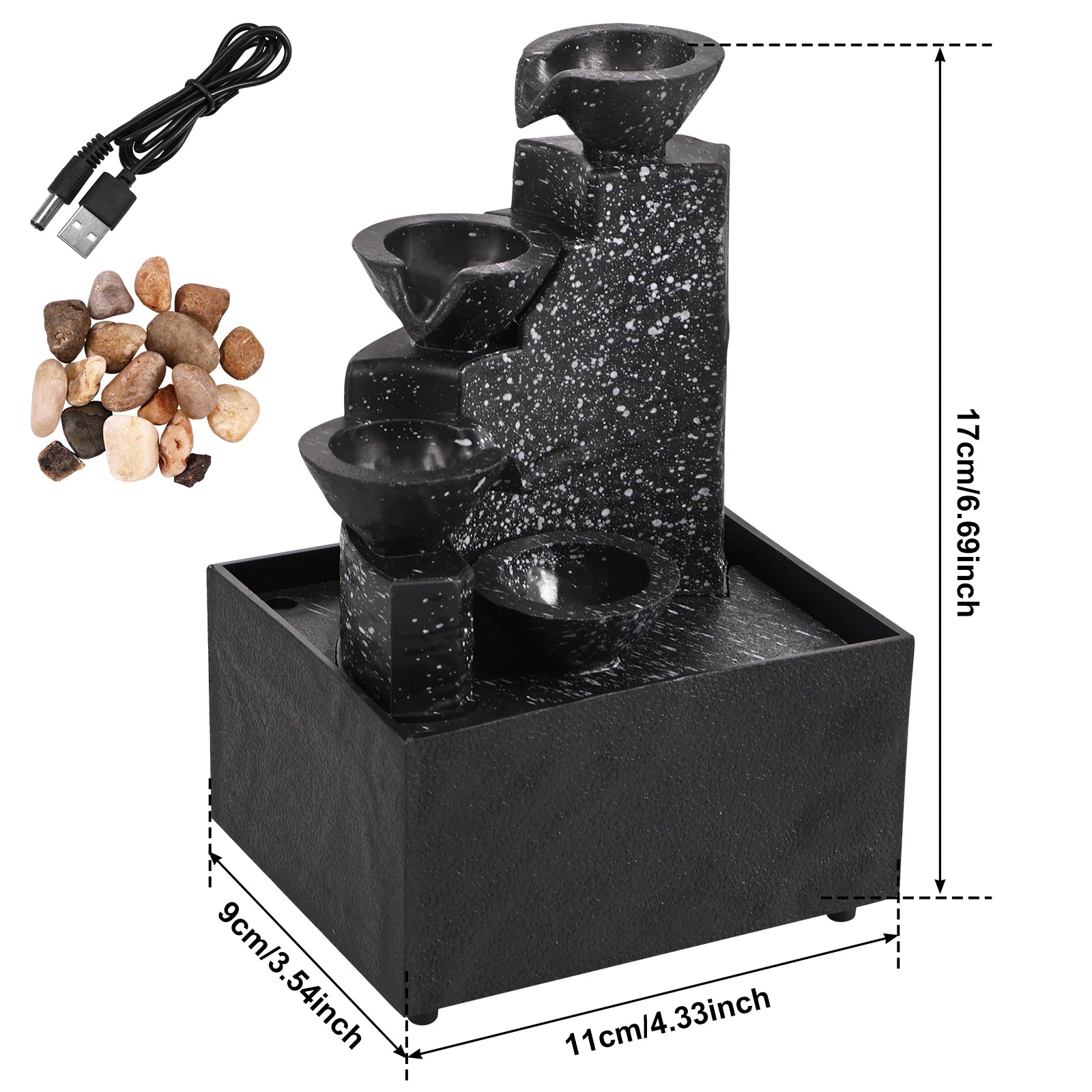 Desktop Waterfall Fountain – Flowing Water Decoration