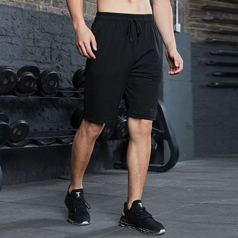 Men’s Black Running Shorts with Striped Design