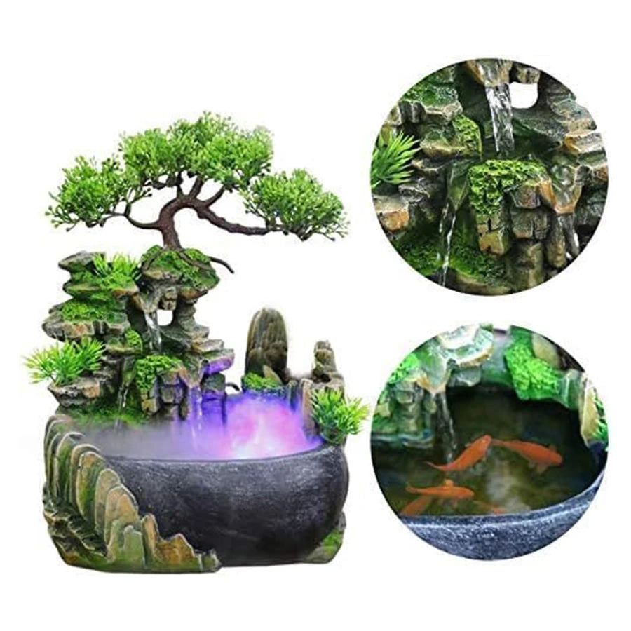 Zen Tabletop Fountain with RGB LED – Relaxing Water Feature