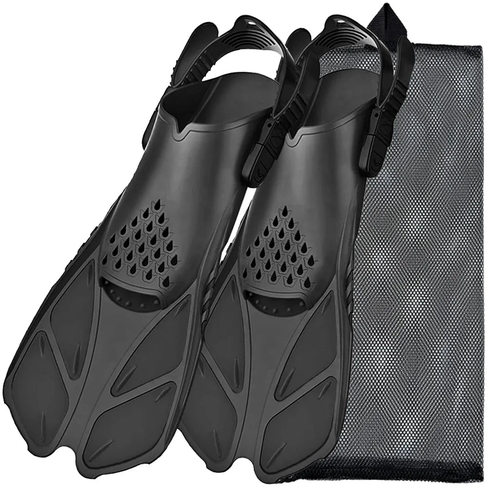 Adjustable Snorkel Fins – Short Silicone Swimming Flippers